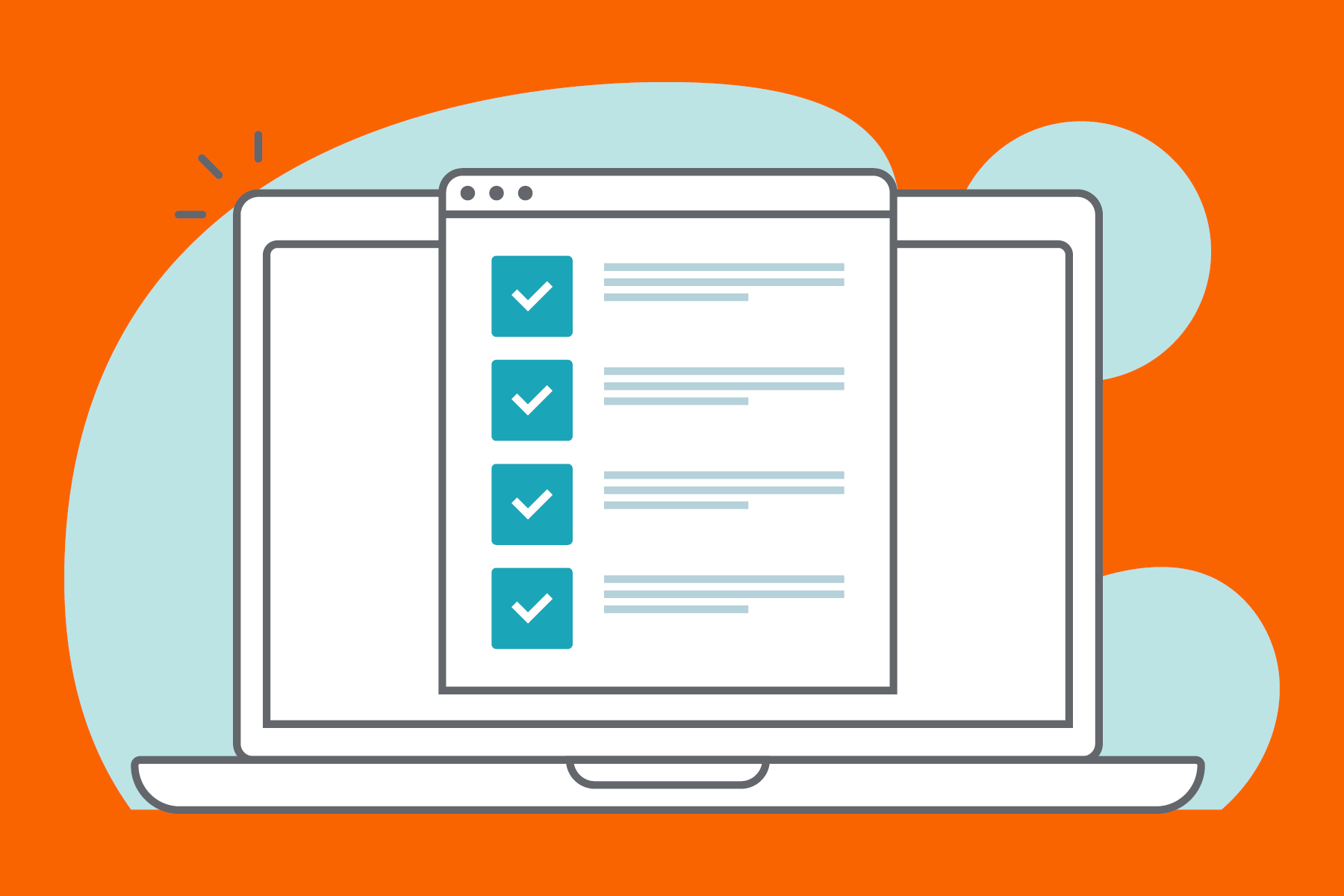 A computer with a checklist on the screen.